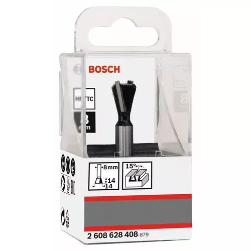 Rybinová fréza, 8 mm, D1 14 mm, L 14 mm, G 55 mm, 15°  BOSCH 2608628408