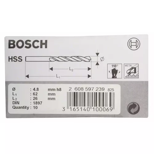 Vrtáky na karoserie HSS-R, DIN 1897  BOSCH 2608597239