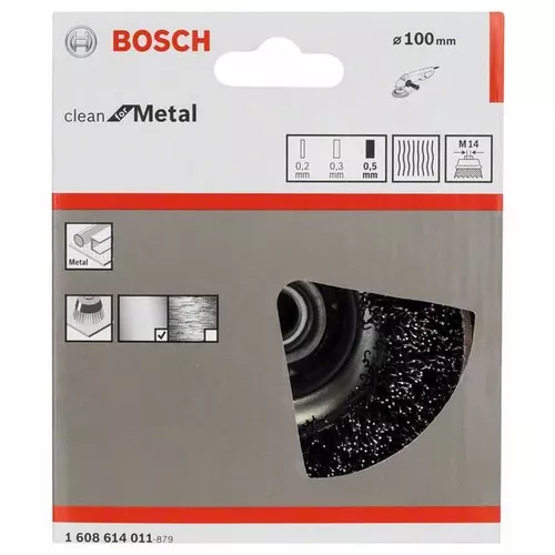 Hrncový kartáč, zvlněný drát, 100 mm, ocel  BOSCH 1608614011