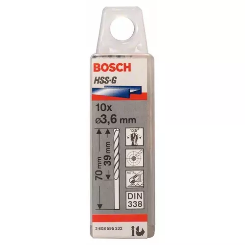 Vrtáky do kovu HSS-G, DIN 338  BOSCH 2608595332