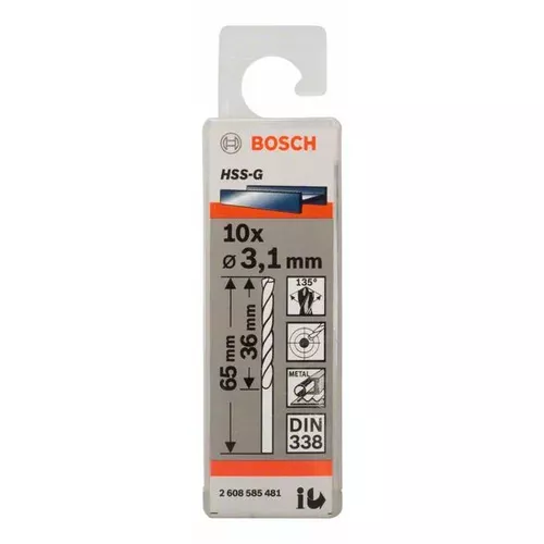 Vrtáky do kovu HSS-G, DIN 338  BOSCH 2608585481