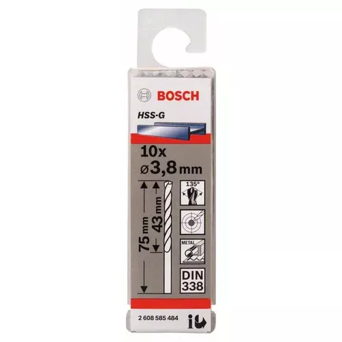 Vrtáky do kovu HSS-G, DIN 338  BOSCH 2608585484