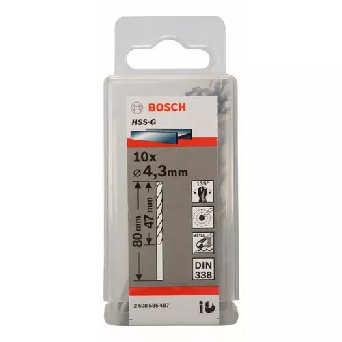 Vrtáky do kovu HSS-G, DIN 338  BOSCH 2608585487