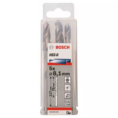 Vrtáky do kovu HSS-G, DIN 338  BOSCH 2608585508