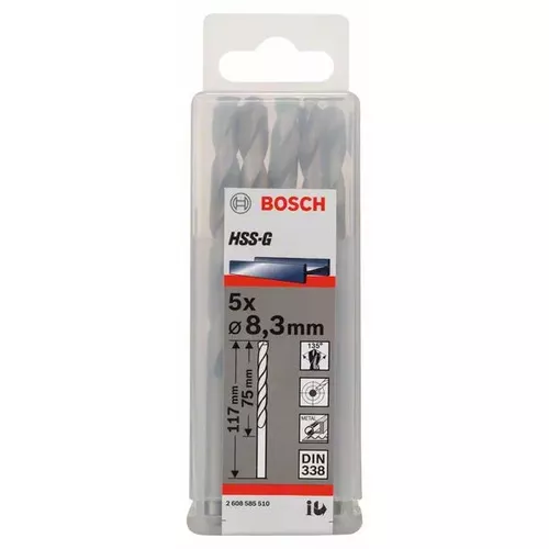 Vrtáky do kovu HSS-G, DIN 338  BOSCH 2608585510