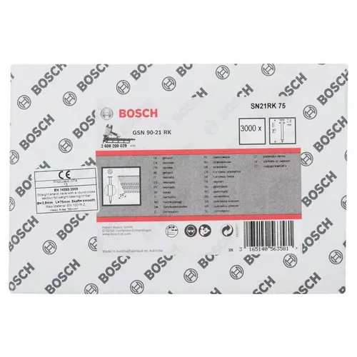 Hřebíky s kulatou hlavou v pásu SN21RK 75 BOSCH 2608200029