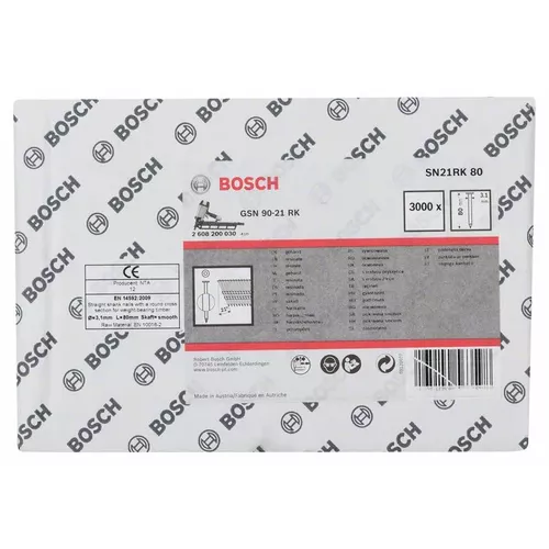 Hřebíky s kulatou hlavou v pásu SN21RK 80 BOSCH 2608200030