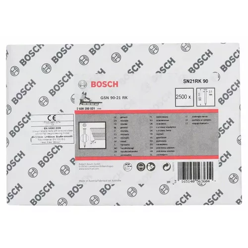 Hřebíky s kulatou hlavou v pásu SN21RK 90 BOSCH 2608200031