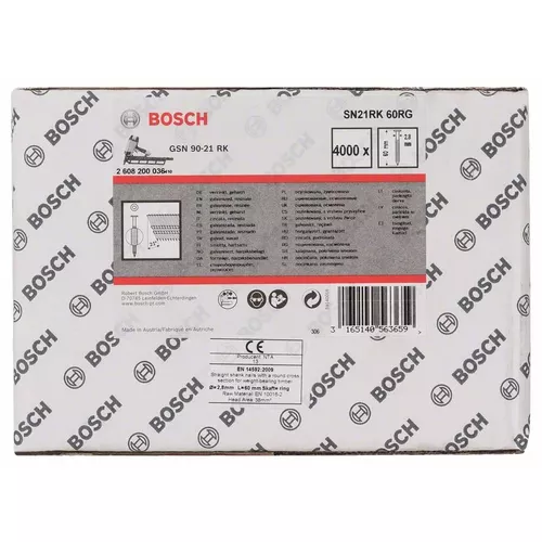 Hřebíky s kulatou hlavou v pásu SN21RK 60RG BOSCH 2608200036