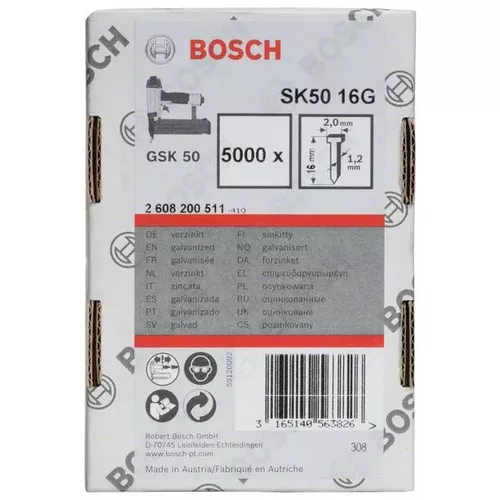 Hřeb se zápustnou hlavou SK50 16G BOSCH 2608200511