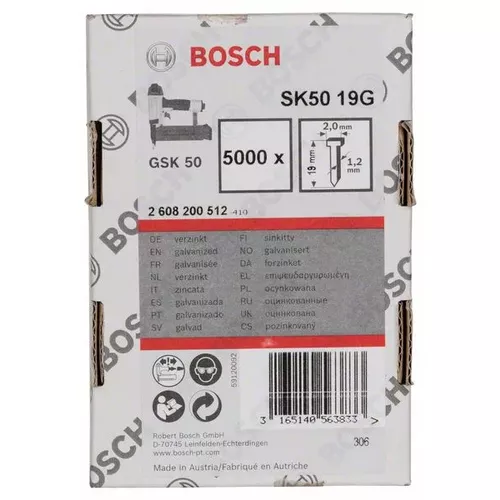 Hřeb se zápustnou hlavou SK50 19G BOSCH 2608200512