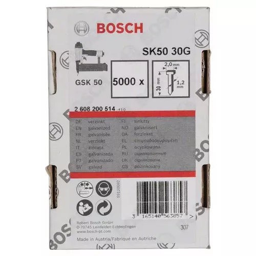 Hřeb se zápustnou hlavou SK50 30G BOSCH 2608200514