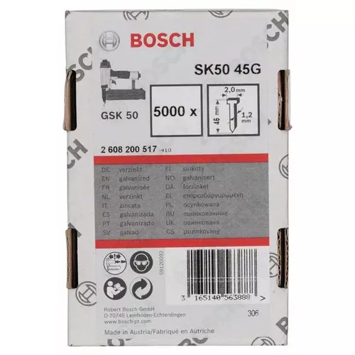 Hřeb se zápustnou hlavou SK50 45G BOSCH 2608200517