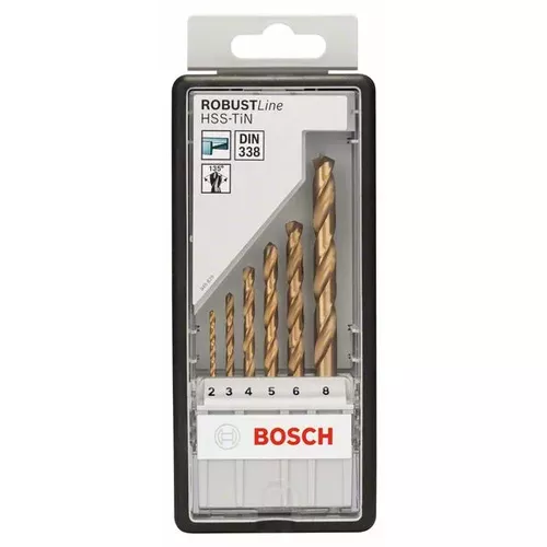 Sada spirálových vrtáků do kovu HSS-TiN, Robust Line, 135° 2–8 mm, 6 kusů  BOSCH 2607010530