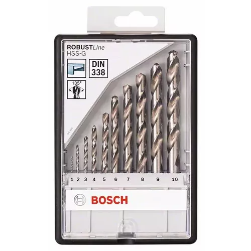 Sada spirálových vrtáků do kovu HSS-G, Robust Line, 135° 1–10 mm, 10 kusů  BOSCH 2607010535