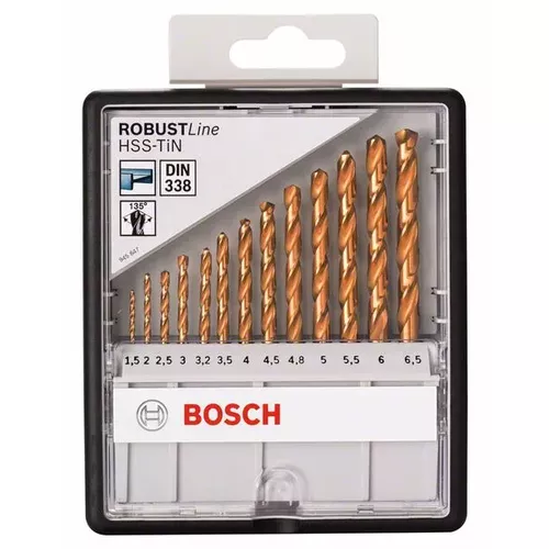 Sada spirálových vrtáků do kovu HSS-TiN, Robust Line, 135° 1,5–6,5 mm, 13 kusů  BOSCH 2607010539