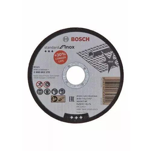 Dělicí kotouč rovný Standard for Inox  BOSCH 2608603170