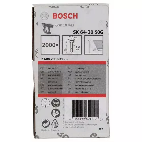 Hřeb se zápustnou hlavou SK64 20G BOSCH 2608200531