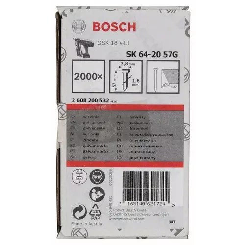 Hřeb se zápustnou hlavou SK64 20G BOSCH 2608200532