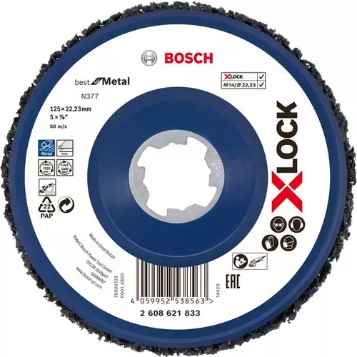 X-LOCK čisticí kotouč N377 Metal 125 mm, 22,23 mm BOSCH 2608621833