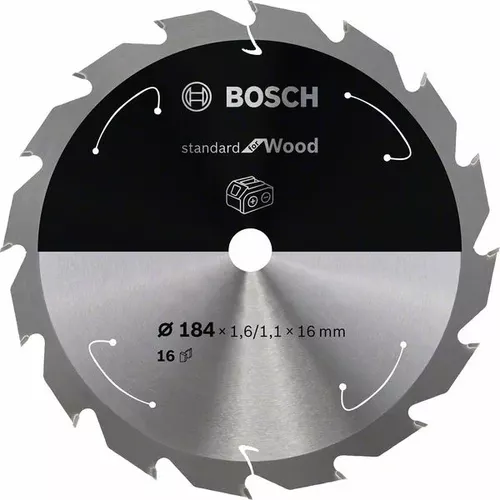 Pilový kotouč Standard for Wood pro akumulátorové pily 184 × 1,6/1,1 × 16 T16 BOSCH 2608837697