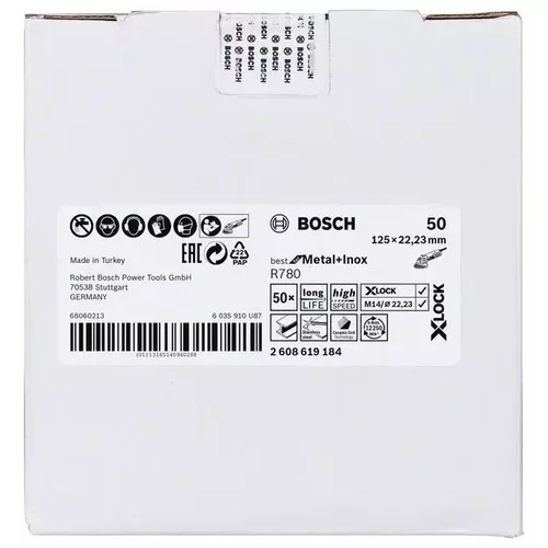 Fíbrový kotouč Best for Metal + Inox systému X-LOCK, 125 mm, G50, otvor ve tvaru hvězdy, R780  BOSCH 2608619184