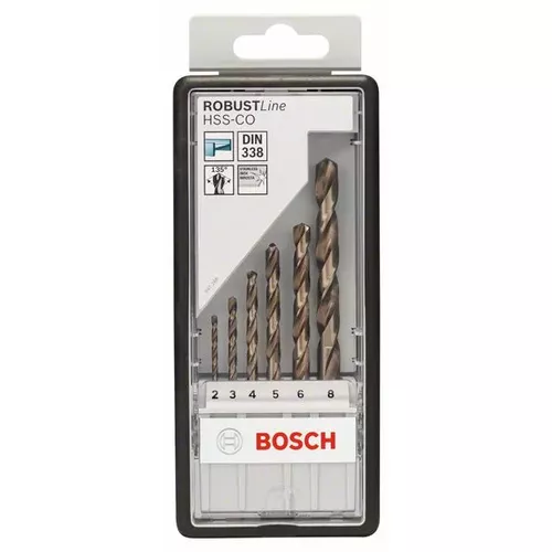 6dílná sada spirálových vrtáků do kovu Robust Line HSS-Co 2–8 mm  BOSCH 2607019924