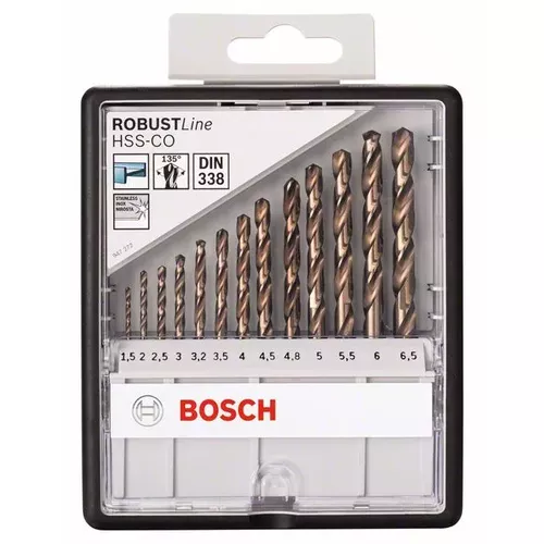 13dílná sada spirálových vrtáků do kovu Robust Line HSS-Co 1,5–6,5 mm  BOSCH 2607019926