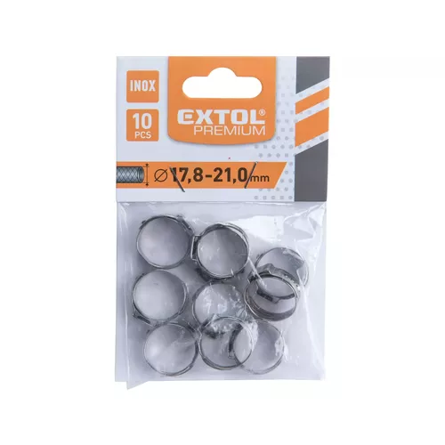 Spona na hadici, 10ks, ⌀21mm, inox EXTOL PREMIUM 8865178