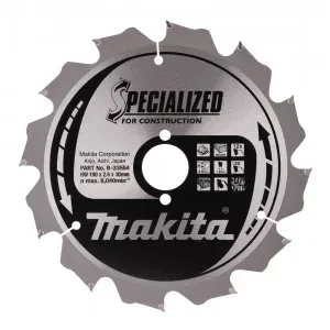 Makita B-33554 kotouč pilový dřevo SPECIALIZED konstrukce 190x2.6x30mm 12Z = old B-13683