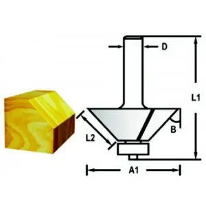 Makita D-48658 Fazetová/hranová fréza s ložiskem stopka 6 mm,25,4x11x51 mm