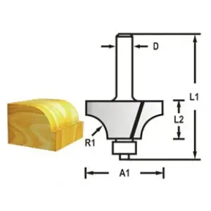 Makita D-48452 Zaoblovací fréza s ložiskem stopka 6 mm,20,3x10x51 mm R=4mm