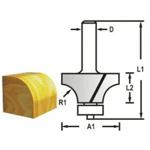 Makita D-48387 Zaoblovací fréza s ložiskem stopka 8 mm,25,4x13,5x56 mm R=6,35mm