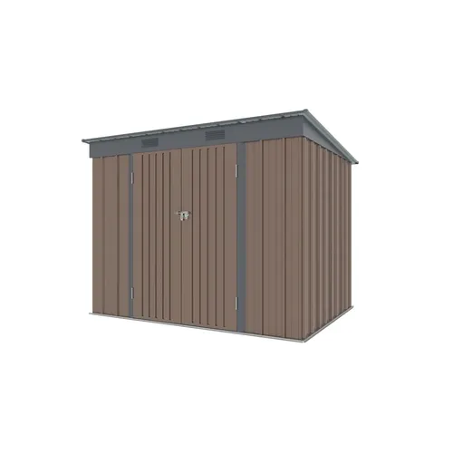 Riwall PRO RMSP 6x8 Brown zahradní domek kovový 2,4 x 1,8 m s pultovou střechou hnědý