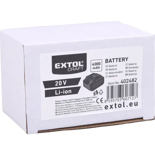 Baterie akumulátorová, 20v li-ion, 4ah EXTOL ENERGY 402482
