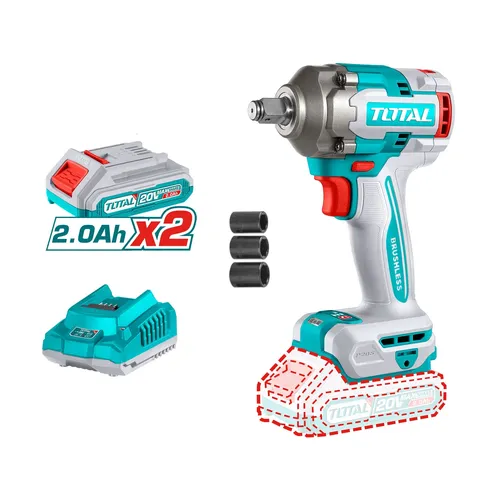 Utahovák rázový aku 1/2", brushless, 400nm, 20 v li-ion  (2x), industrial TOTAL TIWLI2040