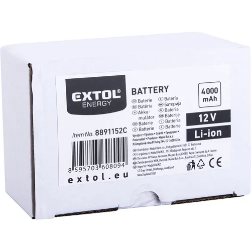 Baterie akumulátorová, 12v li-ion, 4ah EXTOL ENERGY 8891152C