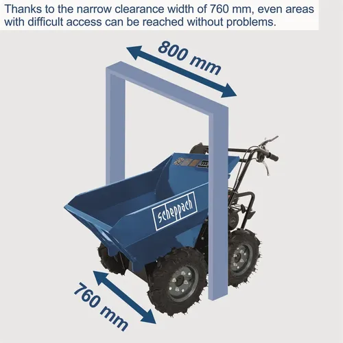 Scheppach DP 3000 - kolový přepravník 4x4 s nosností 300 kg a mechanickým sklápěním korby