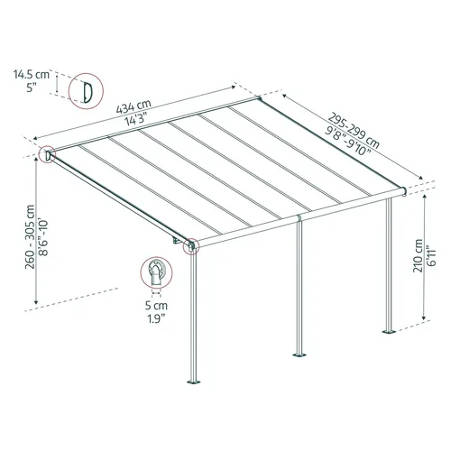 Palram - Canopia Capri 4200 antracit 3 x 4,25 hliníková (montovaná) pergola