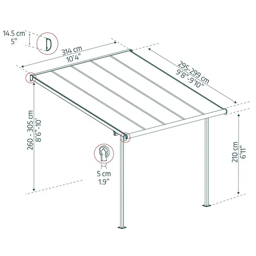 Palram - Canopia Capri 3000 antracit 3 x 3 hliníková (montovaná) pergola