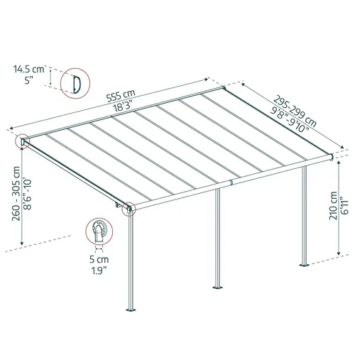 Palram - Canopia Capri 5400 antracit 3 x 5,46 hliníková (montovaná) pergola