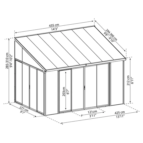 Palram - Canopia Torino 3 x 4,25 antracit zimní zahrada