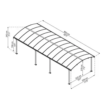 Palram - Canopia Arcadia 8500 hliníkový (montovaný) přístřešek s obloukovou střechou