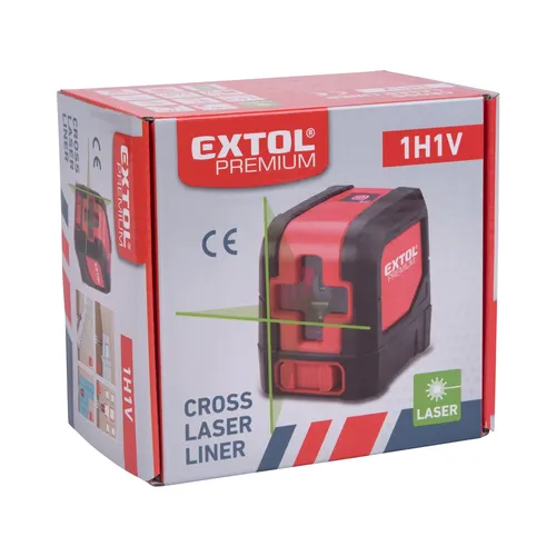 Laser zelený liniový, křížový samonivelační, 1h 1v EXTOL PREMIUM 8823306