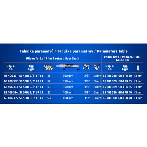 Pilový řetěz NAREX SC 53DL 3/8" LP 1,3