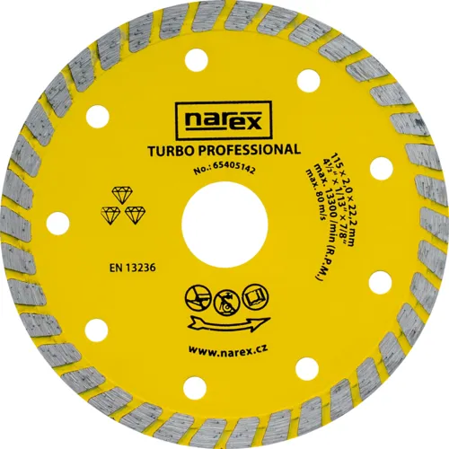 Diamantový dělicí kotouč pro stavební materiály TURBO PROFESSIONAL NAREX DIA 115 TP