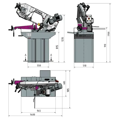 Pásová pila na kov OPTIsaw S 275 N 3300260 Optimum