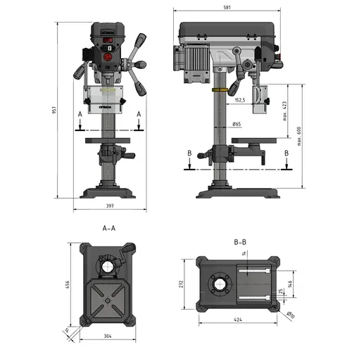 Stolní vrtačka OPTIdrill DQ 20 V 3191080 Optimum