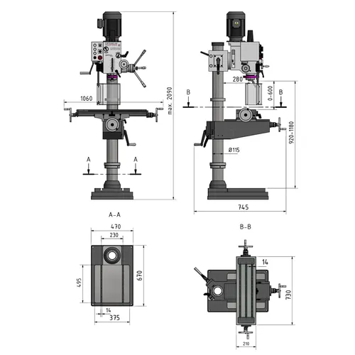 Sloupová převodová vrtačka Převodová vrtačka OPTIdrill DH 40 CTP 3034352 Optimum