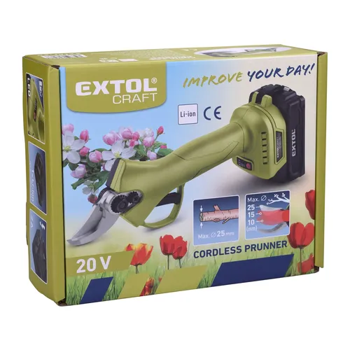 Nůžky zahradnické aku, brushless, 20v li-ion, 2ah EXTOL CRAFT 402456